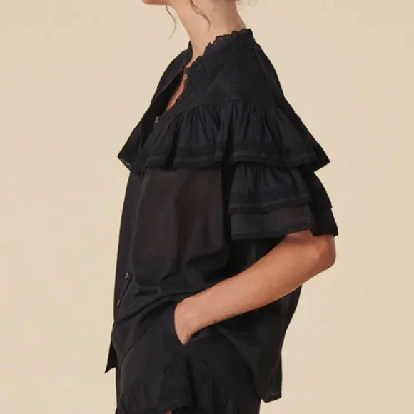 NWT Spell Dove Lace 💯Organic Cotton Blouse in Midnight size medium - Picture 5 of 14